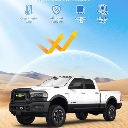 Canvcle Sunshades for Dodge Ram 2500 3500 2010-2025 2026 Accessories Windshield Sun Shade Side Rear Window Shade Cover Sun Visor Shield Privacy Protection Keep Vehicle Cool Black 6PCS