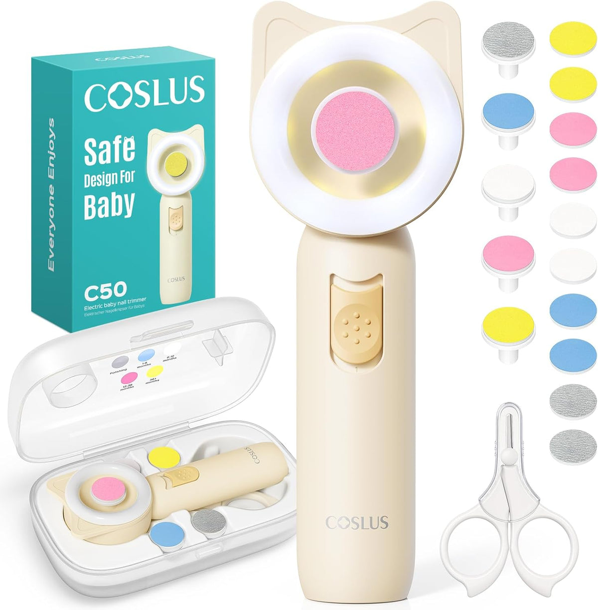 Baby Nail File, Baby Nail Trimmer Electric, Baby Nail Clipper - Gentle, Quiet with 360° Light, Safe for Sleep Time