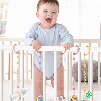 LittleHugs 3pcs Adjustable Toy Strap Holder - Silicone Baby Tether Pacifier Clip - Travel Essential Leash for Stroller, High Chair, Car Seat
