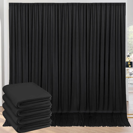 20ft x 10ft Wrinkle Free Black Backdrop Curtains for Parties, 4 Panels 5x10ft Silky Polyester Black Photo Backdrop Drapes for Wedding Graduation Birthday Party Photography Background