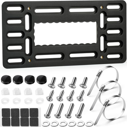 License Plate Holder Universal, Front License Plate Bracket 12*6’’, No Drill Front License Plate Mount Plastics, Front Plate for Car with Cable Ties,Screws,Washers,Nuts,Screw Caps,Anti-Vibration Pads