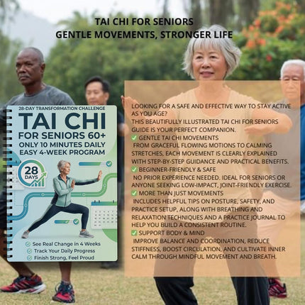 Tai Chi Daily Practice Planner for Seniors & Beginners – Spiral-Bound Fitness Log with Progressive Exercise Tracking, Gentle Movement Journal for Balance & Wellness(5.5x8.3 Inch, Green)