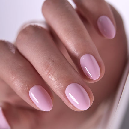 Extra Short Almond Press On Nails, Blush Veil Nude Pink, Soft Gel