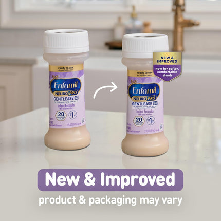 Enfamil NeuroPro Gentlease Ready-to-Feed with Smaller Proteins for Easy Digestion,Brain Supporting DHA, HuMO6* Blend, Baby Formula for easing Fussiness, Gas, Spit-up in 24hrs, 2 Fl Oz (6 ct), 4 Pack