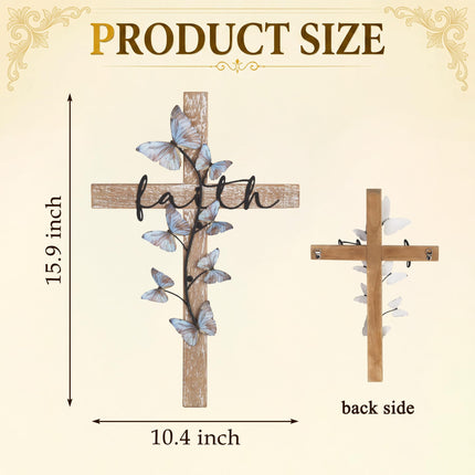 Wall Cross, Rustic Wooden Cross With Butterfly