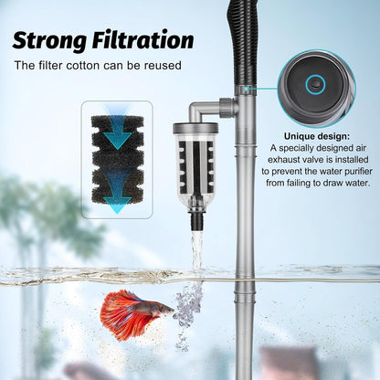 5 in 1 Electric Aquarium Gravel Cleaner, 360GPH Automatic Fish Tank - photo 3