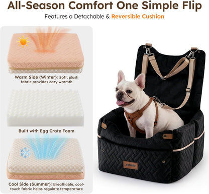 Elevated Dog Car Seat for Medium Dogs, 3 Adjustable Heights with 2 Egg Crate Foam Boosters 4"+2" - photo 4