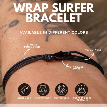 Made by Nami Nautical Rope Bracelet for Men Waterproof & Adjustable Wrap String Bracelets with Snap Hook Gift for Him