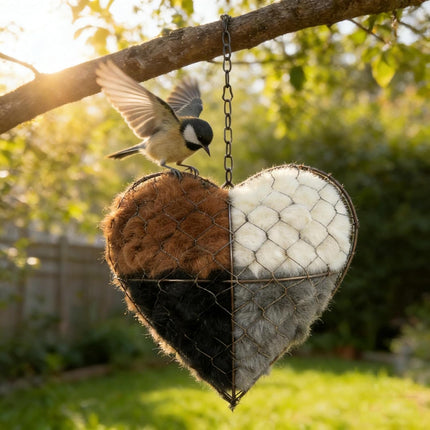 Handmade Alpaca Fiber Bird Nesting Heart, Birds Nests Material Holder, Winter Tree Shelter for Wild Bird, Hummingbird Houses Nest Boxes Gifts for Outside Garden Art Birdhouse, Birds Lovers