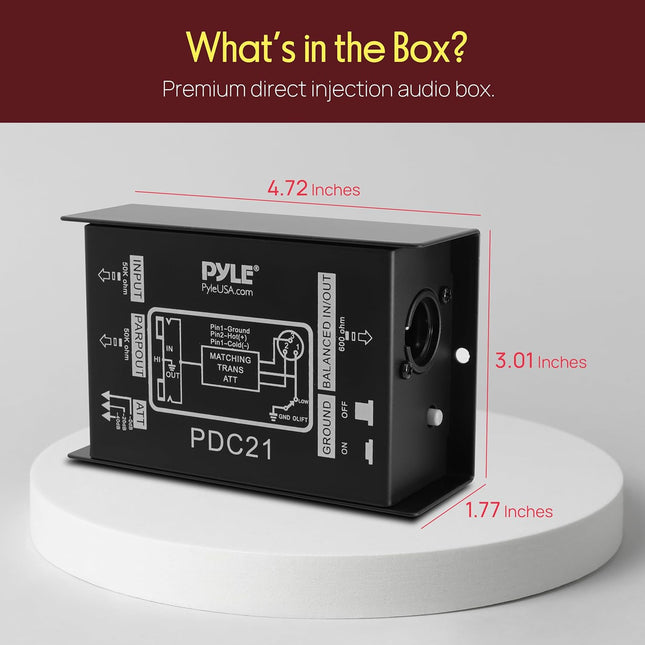 Premium Direct Injection Audio Box - 2.36" x 4.09" Passive DI
