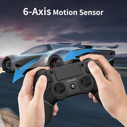 Wireless Controller Compatible with PS4/Pro/Slim, Black ps4 controller with Dual Vibration, 1000mAh Battery, 6-Axis Motion Sensor, Built-in Speaker & 3.5mm Headphone Jack, Charging Cable (Black)