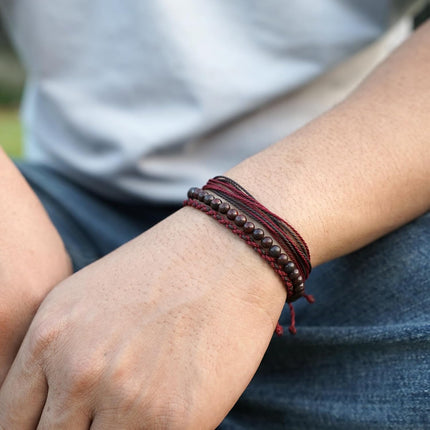 Handmade Natural Stone Beaded Healing Bracelet Gift for Men Adjustable Rope String Bracelet