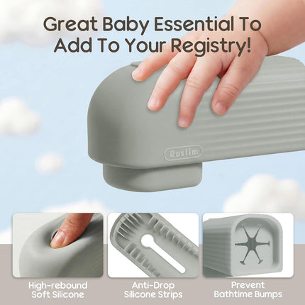 Roslim Baby Bathtub Faucet Cover, Upgraded Silicone Bath Faucet Cover for Kids, Bath Spout Cover for Baby, Faucet Cover for Bathtub Safety, Toddler Bath Tub Water Spout Cover, Universal Fit, Grey