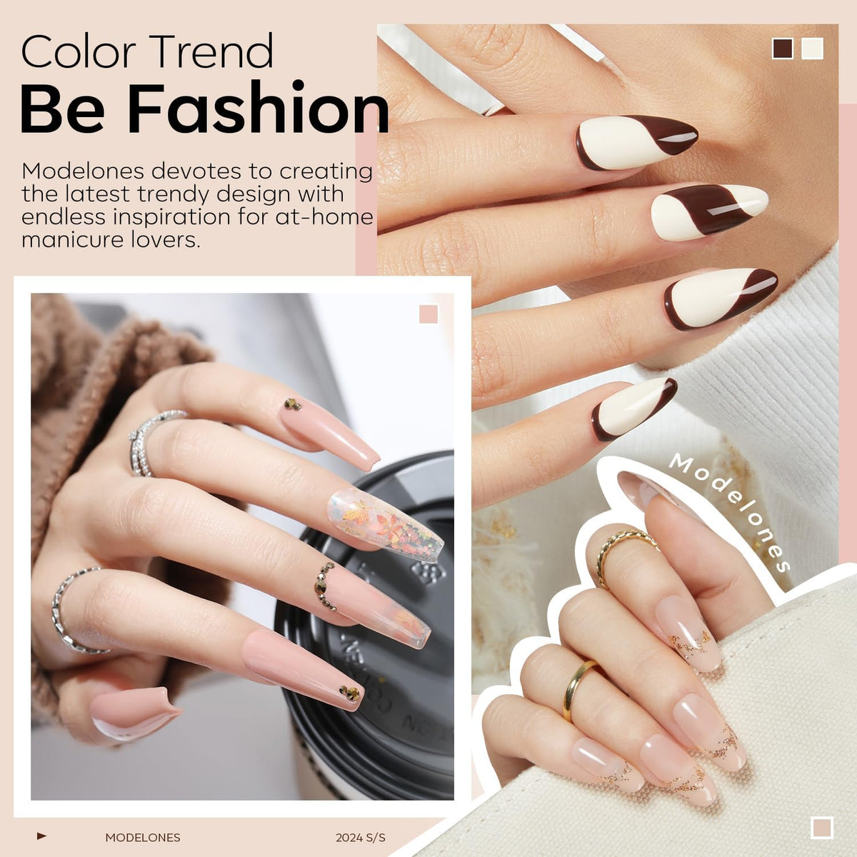 Nude Gel Nail Polish Set - 6 Neutral Milky White, Pink and Brown Colors - photo 3