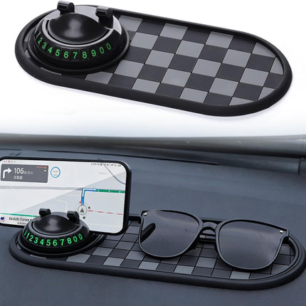 Multi Functional Anti-Slip Car Phone Mat with 360° Rotating Phone Holder, Car Dash Non Slip Mat Cell Phone Holder, for Phones, Sunglasses, and Daily Essentials