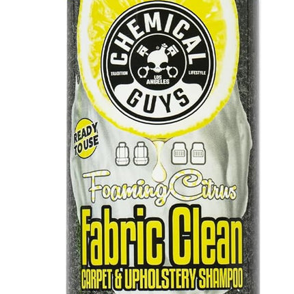 Chemical Guys Foaming Citrus Fabric Clean Carpet & Upholstery Cleaner - Car Carpet Cleaner Spray for Seats and Floor Mats, Removes Stains &Odors, Safe for Cars, Home and Office, 16 oz Citrus Scent