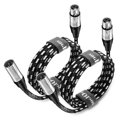 XLR Mic Cable 3 ft 2 Pack 1 Meter Male to Female Green Braided