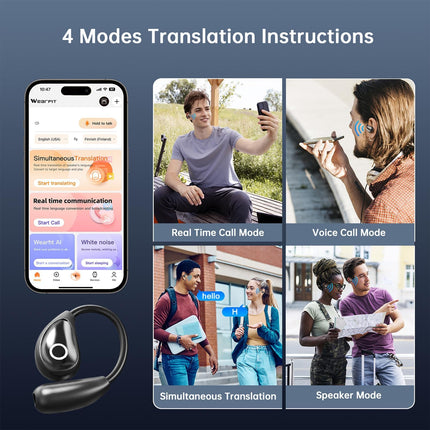 AI Translation Earbuds Real Time, 2026 Upgrade 164 Language Translator Earbuds Bluetooth 5.4 OWS 3-in-1 Translation Headphones, Wireless Translating Device for Travel Business Learning with App