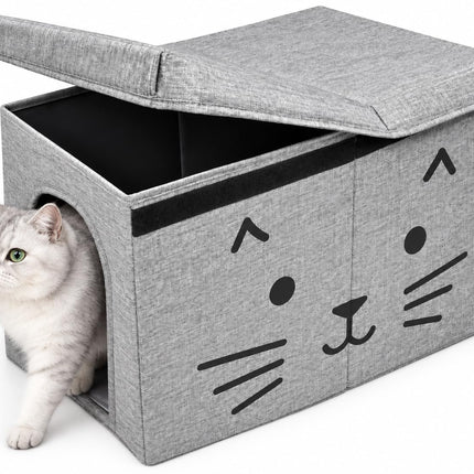 Waterproof Cat Litter Box Enclosure Splash Guard with Removable Mat, Cat Box Enclosure with 2 Hooks for Scoop, Anti-Leakage, Dust Control, Easy to Clean-24.02 x 16.14 x 16.14 inches