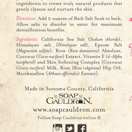 Three Sisters Apothecary 20 oz. Bath Salt Soaks (Rose and Coconut Milk)
