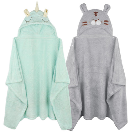 Toddler Bath Towel Hooded Kids Towels Baby Bath Towels for Boy Girl 0-5 Year, 2-Pack Thick Absorbent Toddler Towels with Hood Kids Bath Towel, Large 50''x32'' Baby Hooded Towel for Kids