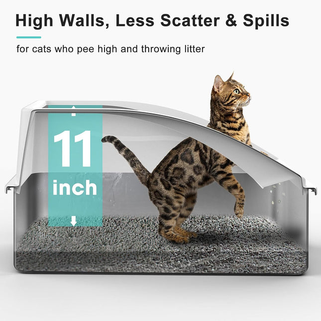 Stainless Steel Litter Box | XL Enclosed Cat Litter Boxes with Lid for Big Cats | High Sided, Anti-Urine - photo 2
