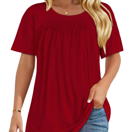 Womens T Shirts Short Sleeve Tops Casual Summer Flowy Scooped Neck Blouses