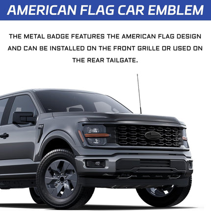 Front Grill Emblem for Ford, 9" Aluminum Front Grille Rear Tailgate Badge American Flag Oval Patriotic Hood Label for Ford F150 F250 F350 Edge Explorer Expedition Mesh Grille Decoration (Black)