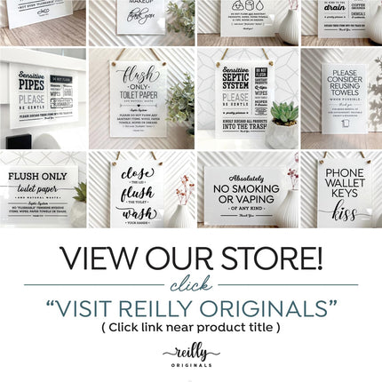 Reilly Originals 3.5x5 Inch Do Not Flush Rules Bathroom Sign ~ Ready to Stick ~ Premium Finish, Durable