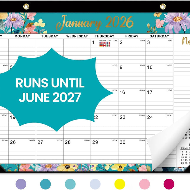 Desk Calendar 2026-2027, 21-Month Calendar Runs Until June 2027