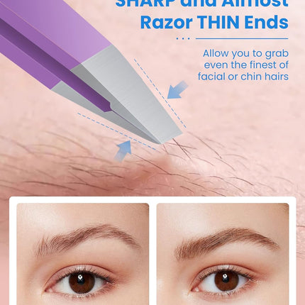 GlamTweeler Expert Eyebrow Hair Removal Tweezer, High Precision Slant Tip Stainless Steel Tweezers for Men and Women