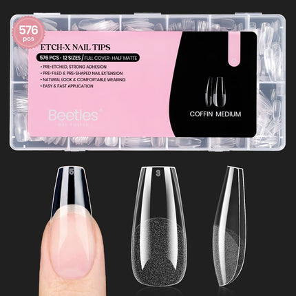 Medium Almond Nail Tips 576pcs 12 Sizes Pre-Etched Soft Gel Tips - photo 12