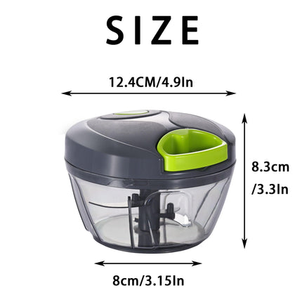 Manual Food Processor Vegetable Chopper, Portable Hand Pull String Garlic Mincer Onion Cutter for Veggies, Ginger, Fruits, Nuts, Herbs, etc., 500ml, Grey