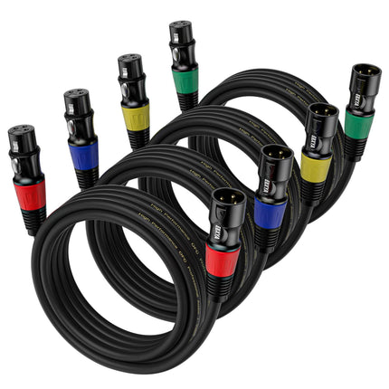3ft XLR Cables 4-Pack - Male to Female Microphone Cable