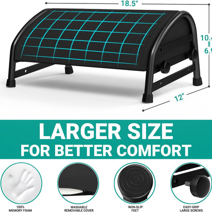 YEASHEIN Adjustable Foot Rest for Under Desk at Work, Ergonomic Foot Stools with 7 Positions, Elevated Cushion Under Desk Footrest with Metal Frame, Leg Rest Used for Home, Car, PC Gaming Accessories