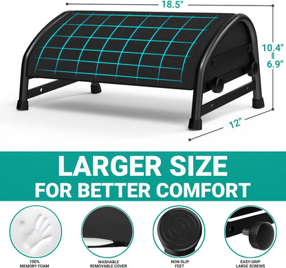 Adjustable Foot Rest for Under Desk at Work, Ergonomic Foot Stools with 7 Positions, Elevated Cushion - photo 2