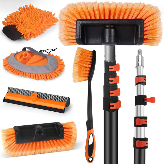 Car Wash Brush with Long Handle,144" Scratch-Free Soft Bristle Car