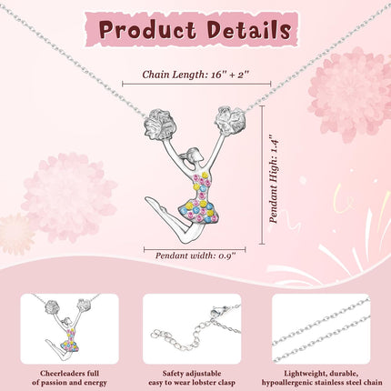 SmileBelle Cheerleader Gymnastics Dance Recital Gifts for Girls, Dance Horse Necklace Cheerleader Outfit as Birthday Gifts for Her, Gymnastics Cheer Necklace Stuff Jewelry as BDAY Gift for Daughter