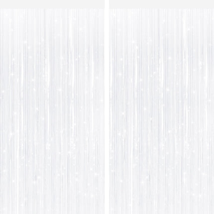 Pastel Pink Metallic Fringe Curtains 2 Pack, Tinsel Backdrop for Parties
