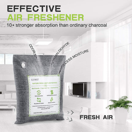 Bamboo Charcoal Air Purifying Bags - (Large, 4×200g), Removes Odors and Moisture, Nature Fresh Air Purifier Bags, Odor Eliminator for Home, Car, Pets, Bathroom, Basement