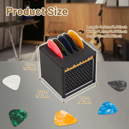 Mini Guitar Pick Holder 3D Printed Guitar Amp Picks Display Case for Guitar, Bass, Ukulele, Stylish Guitar Theme Gifts for Music Enthusiasts& Musicians& Guitar Players& Guitarists