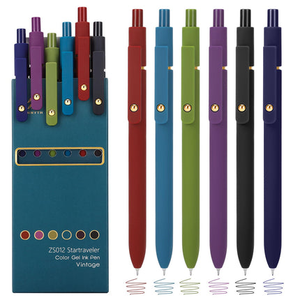 Gel Pens,6 Pcs 0.5mm Retractable Quick Dry Blue Ink Pens
