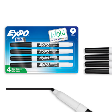 Low Odor Dry Erase Markers, Fine Tip, Black, 4 Count - Home Organization, Study Supplies