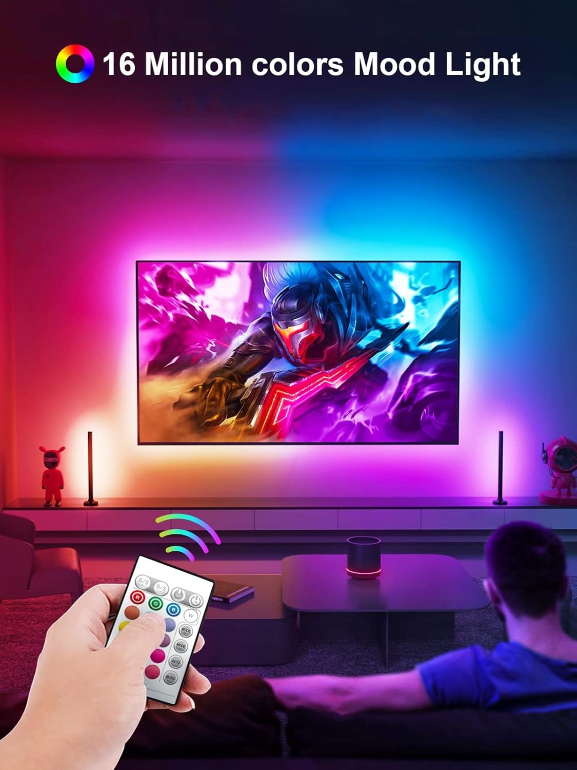 16.4 ft RGB LED TV Backlight for 45-75 Inch TVs