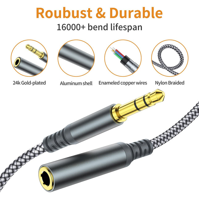 Headphone Extension Cable, [2-Pack, 3.3ft Hi-Fi ] 3.5mm Extension AudioMale to Female Aux Adapter Hi-Fi - photo 2