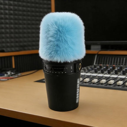 LEFXMOPHY MV7 Windscreen for SHURE MV7 MV7X Microphone Replacement Windscreen, Blue Furry Wind Muff Mic Cover