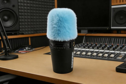 MV7 Windscreen for SHURE MV7 MV7X Microphone Replacement Windscreen, Blue Furry Wind Muff Mic Cover - photo 2