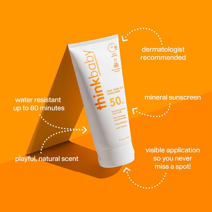 SPF 50+ Baby Sunscreen, 6 Oz. – Safe, Natural Mineral Sun Cream for Babies - Water Resistant – Broad Spectrum UVA/UVB Sun Protection – Vegan Sunscreen for Kids