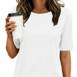 Womens Half Sleeve Tops Crewneck Shirts Basic Fit Work Tee