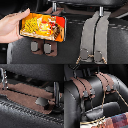 Car Seat Back Double Hook, Car Headrest Hook for Purses and Bags, Durable Hanging Hooks for Handbags, Groceries, and Accessories, Tidy Car Organizer (Grey*2)